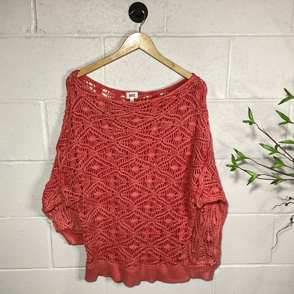 BKE | Buckle | Open Knit Sweater | Size Large | Coral | Excellent Condition - Picture 1 of 3
